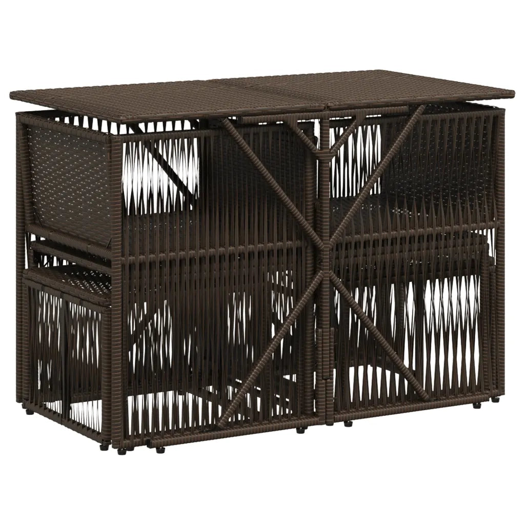 Set da Pranzo da Giardino 7pz con Cuscini in Polyrattan Marrone 369010
