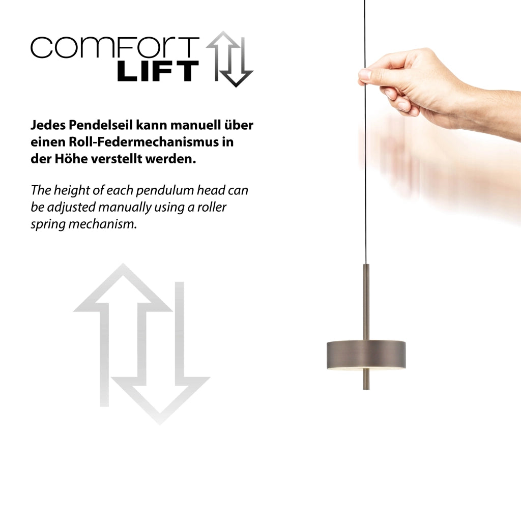 Lampada sospesa moderna bronzo Ø14 con telecomando CCT LED 9W