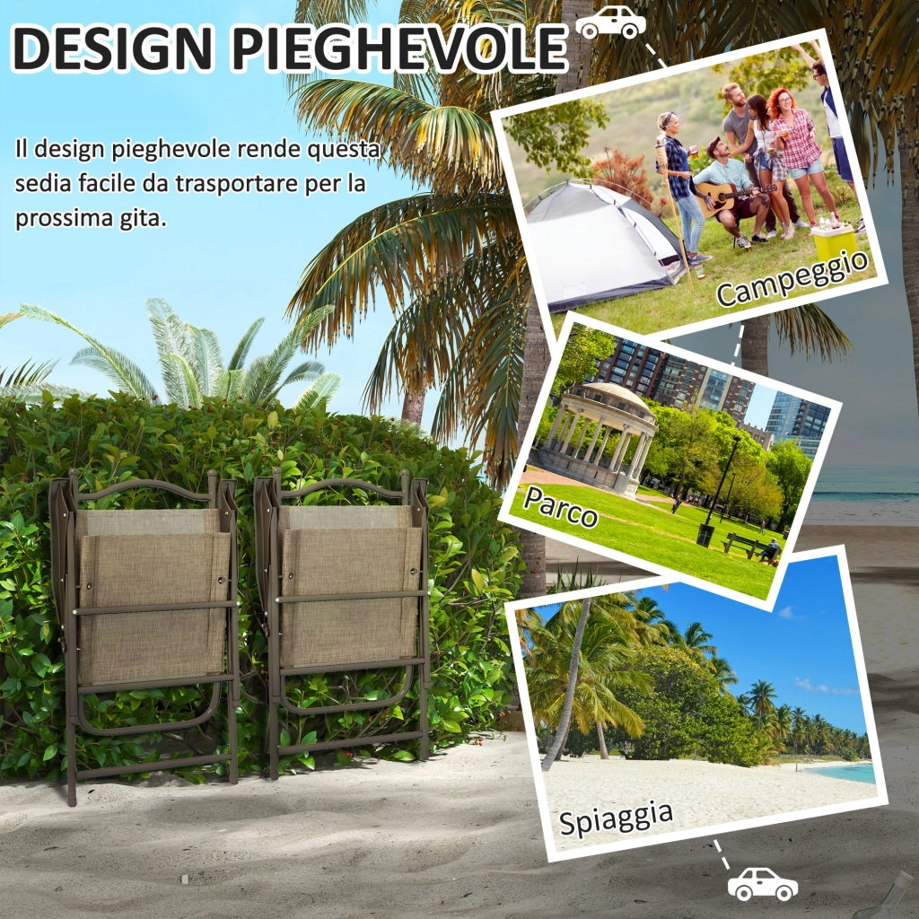 Sedie Pieghevoli con Braccioli ¨C Minimal ¨C Tessuto, Marrone