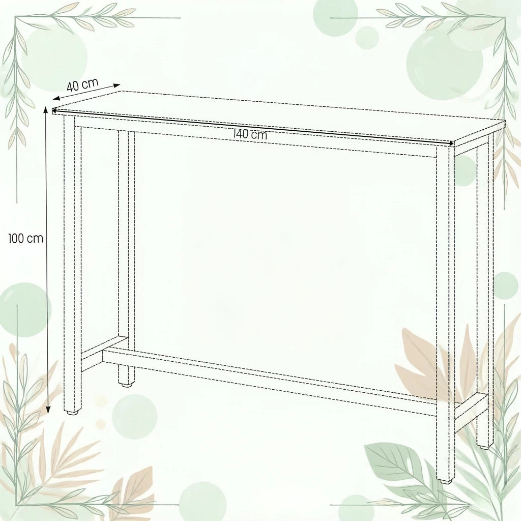 TAVOLO BAR 140x100x40 cm Nero MDF e Metallo