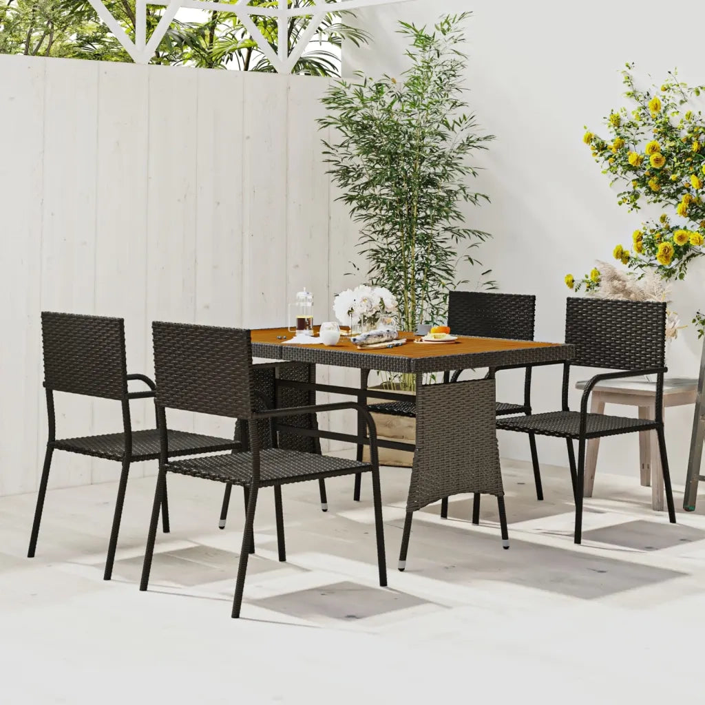 Set da Pranzo per Esterni 5 pz in Polyrattan Nero 3120096