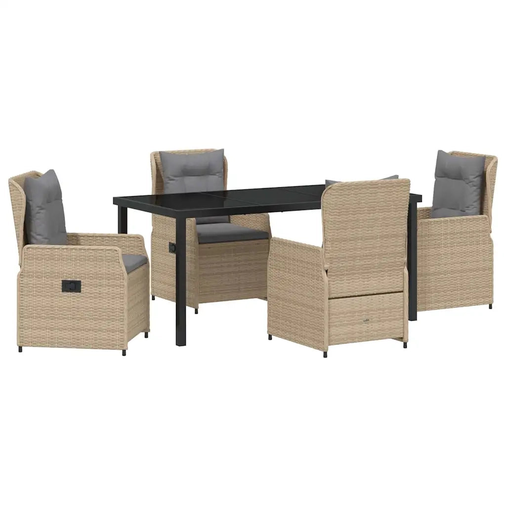 Set da Pranzo per Giardino 5 pcs Beige e Grigio Chiaro