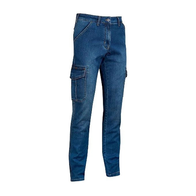 U-power WEX244GJ Exciting Wear Jeans Cargo da Lavoro Slim Fit Elasticizzato 370 g-m² 79% Cotone 20% Cotone Riciclato colore Guado