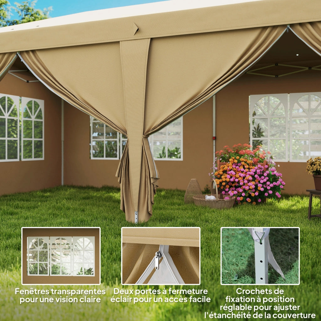 Gazebo pieghevole pop-up impermeabile 6x3x2,7m - Xylo - 4 pareti laterali rimovibili 4 finestre verde