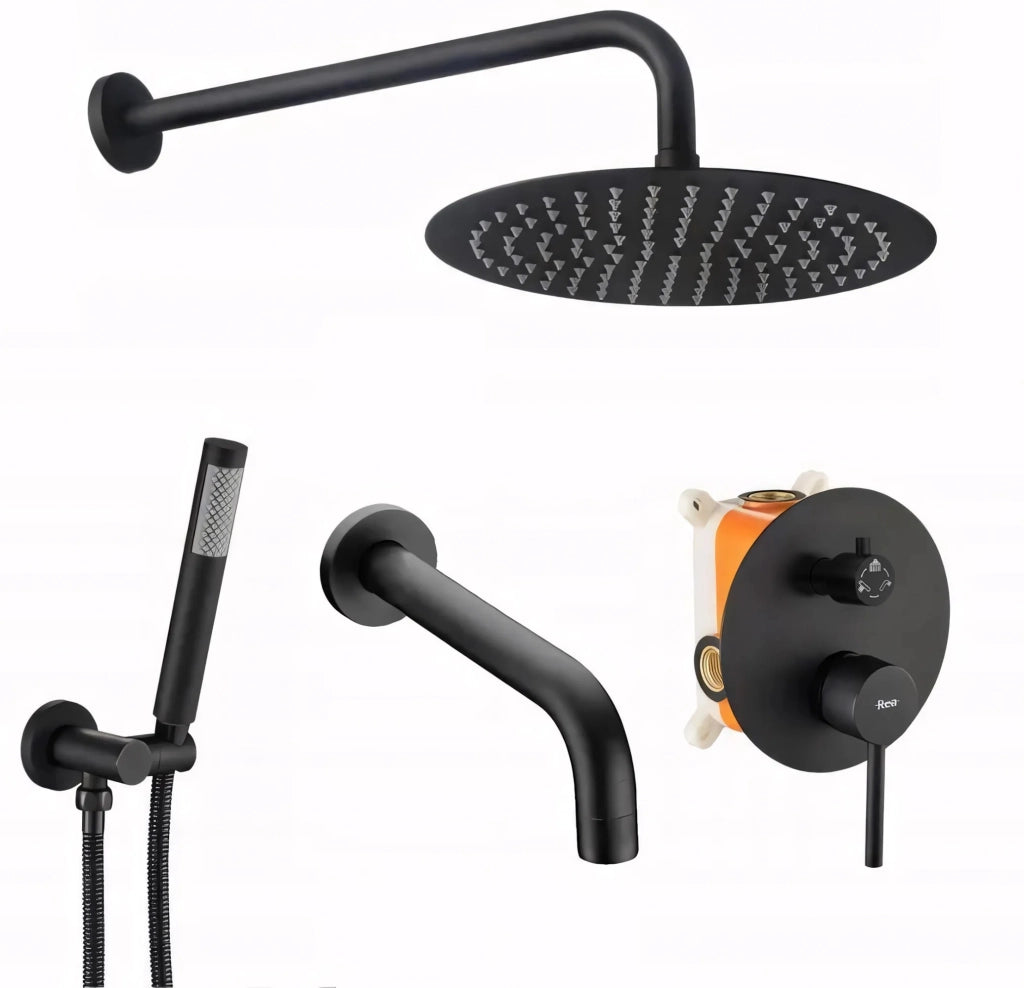 Set Da Vasca-doccia Da Incasso Rea Lungo Black + Box
