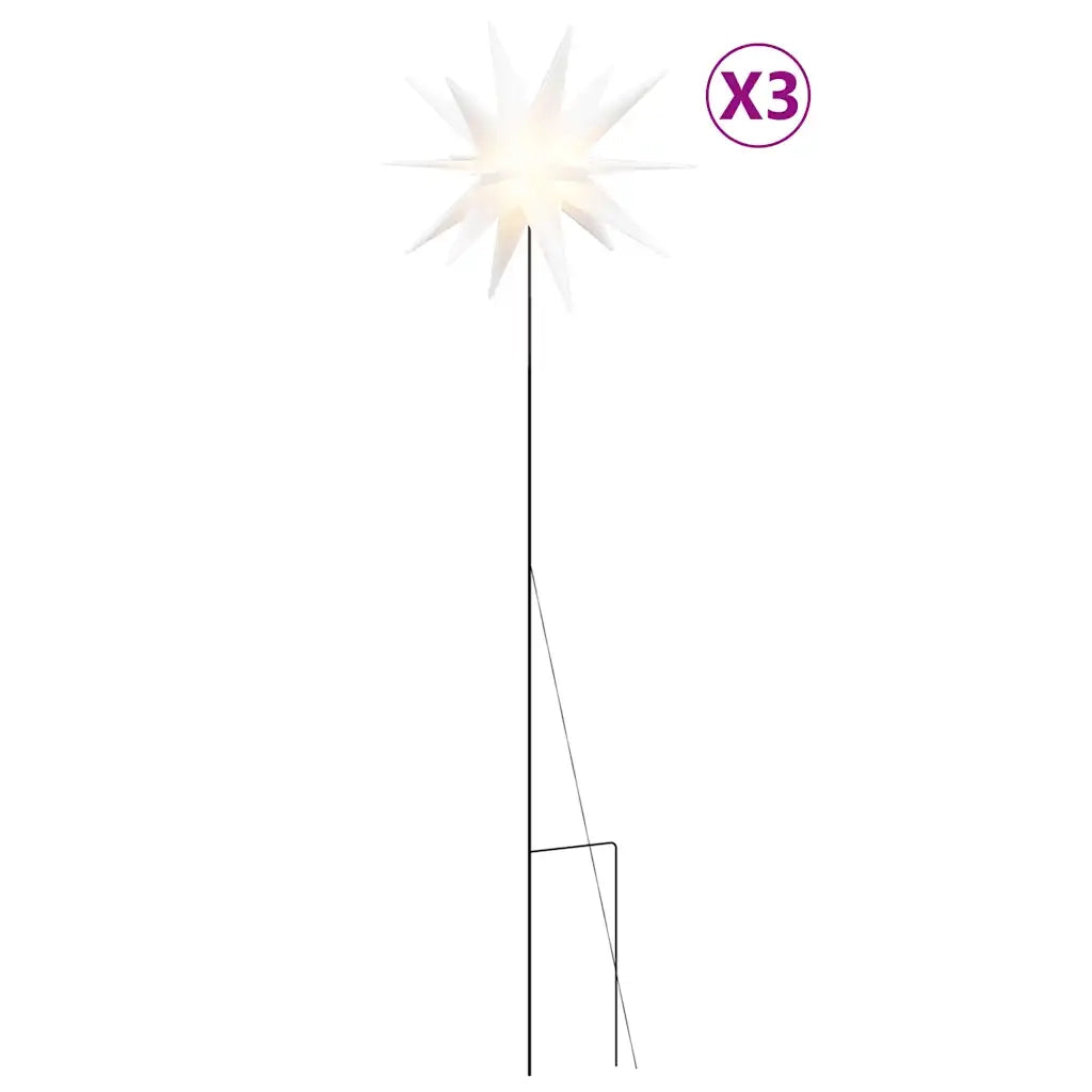 Luci di Natale con Picchi e LED 3 pz-Luci decorative natalizie Pieghevoli Bianche 57 cm