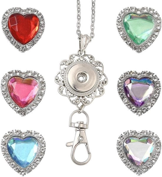 Set di 6 Snap Knop Kettinge con Charms Interchangeabili