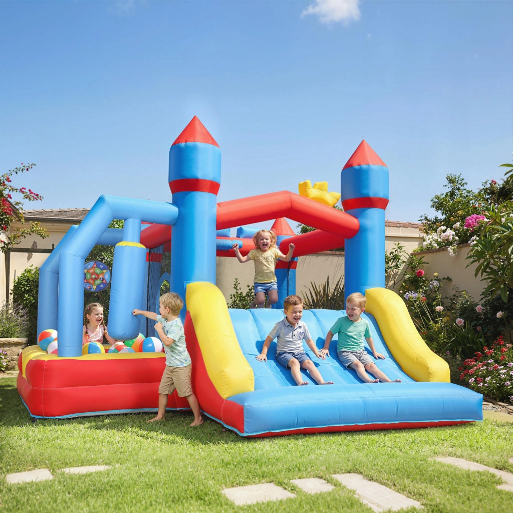 Castello gonflabile con toboga e trampolino ¨C Minimal ¨C multicolore