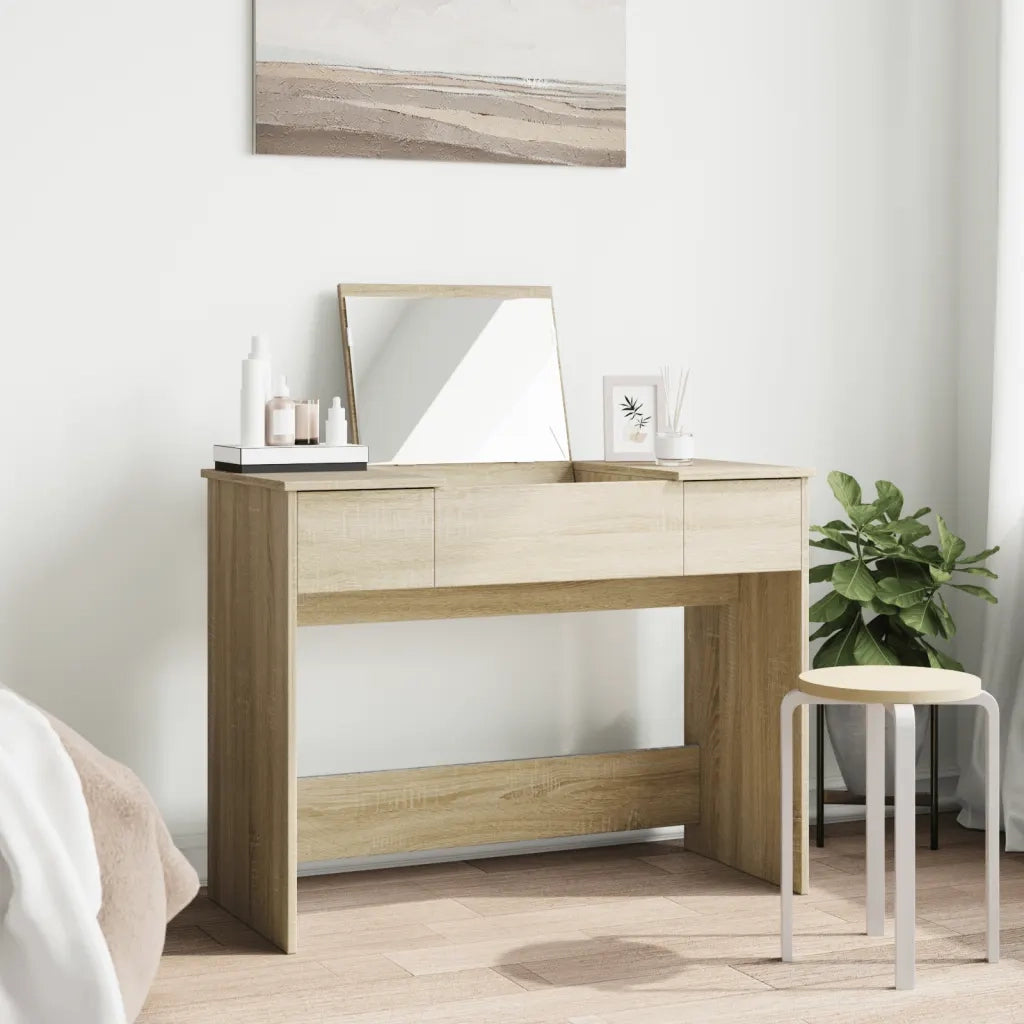 Toeletta con Specchio-Tavolo da Vanit¨¤ Rovere Sonoma 100x45x76 cm