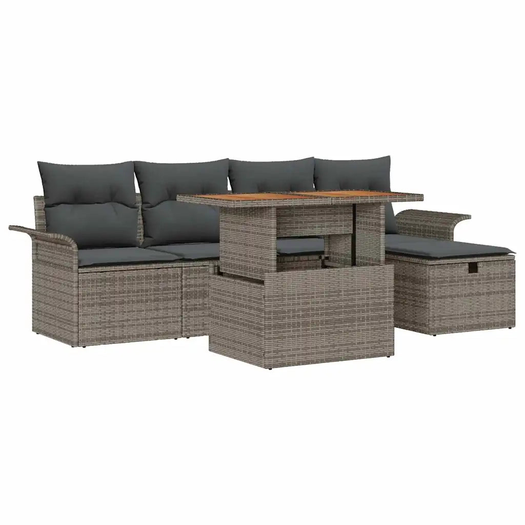 Set Divano da Giardino con cuscino 6 pcs Grigio polyrattan 3359905