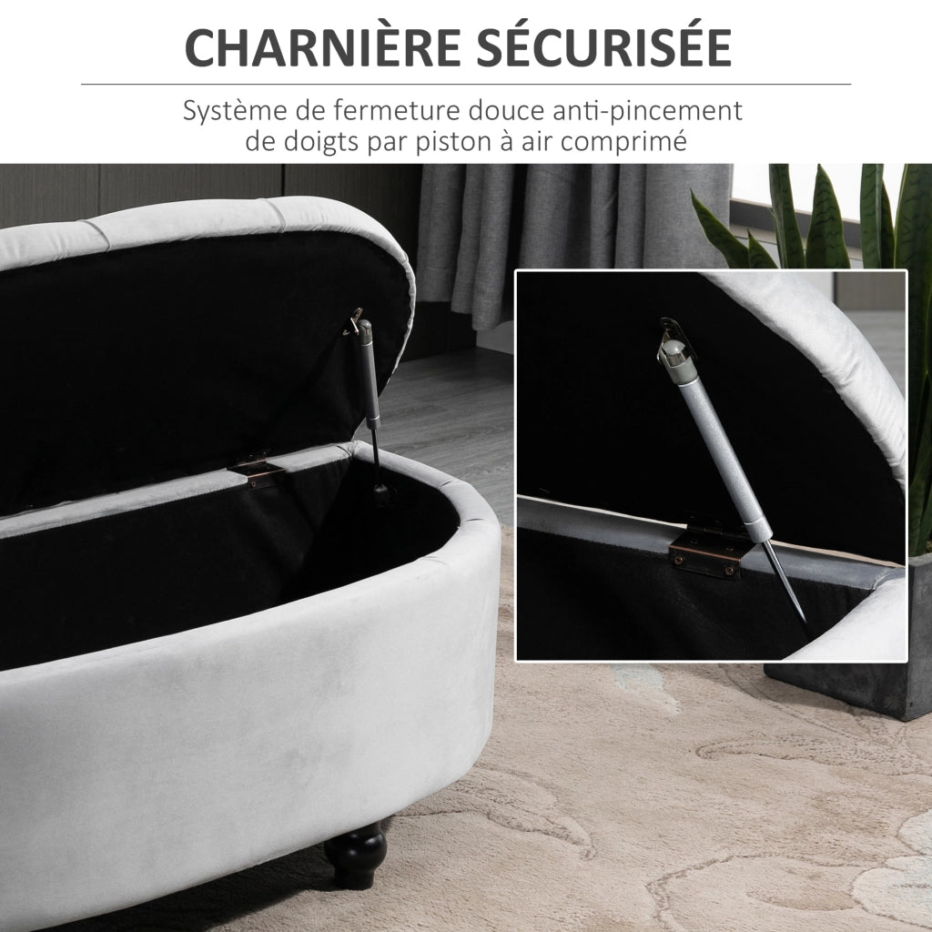 Pouf contenitore capitonn¨¦ velluto ¨C Minimal ¨C grigio 120x46x42 cm