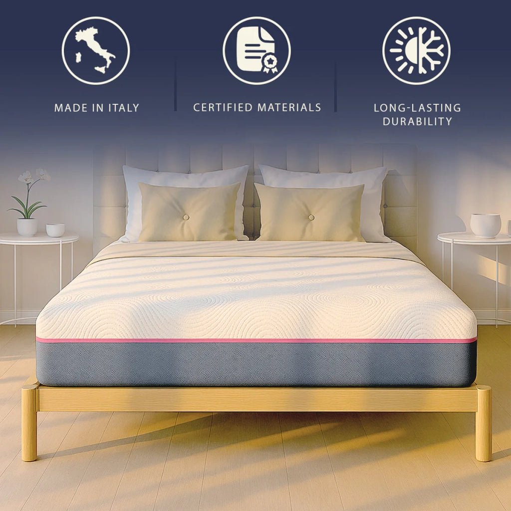 Materasso 80x190 Memory Breeze e Molle Insacchettate | Altezza 30 cm |  Sfoderabile, Anallergico e Traspirante | Made in Italy
