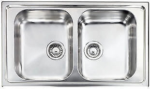 CM 011294.X1.01.2016 Zenith Lavello da incasso 2 vasche acciaio inox antigraffio (86x50x19 cm) colore Acciaio