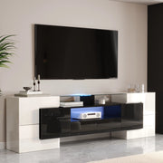 Mobile TV elegante - Zephmum- 200 cm bianco nero lucido LED
