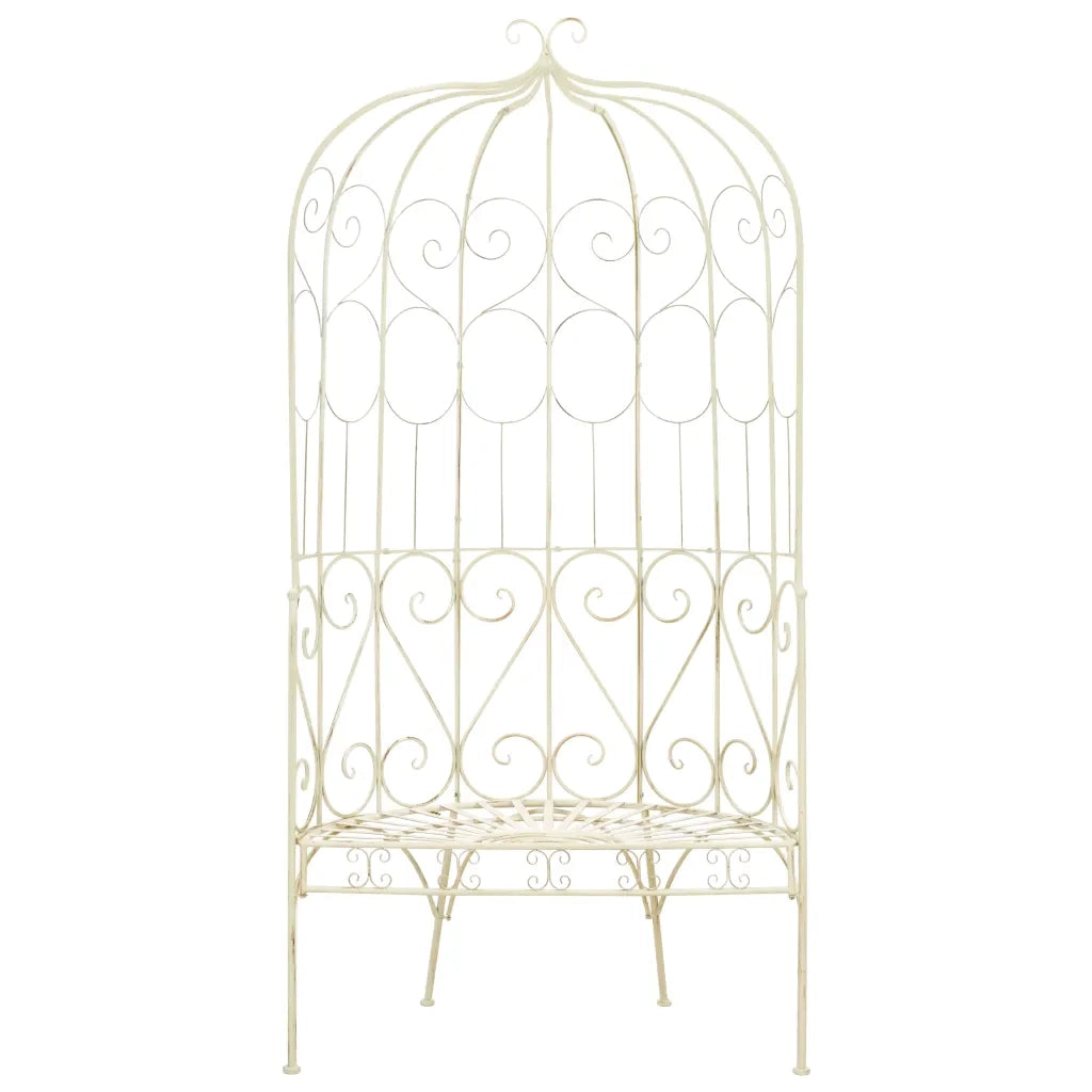 Panchina da Giardino 95 cm in Ferro Bianco Anticato 45432