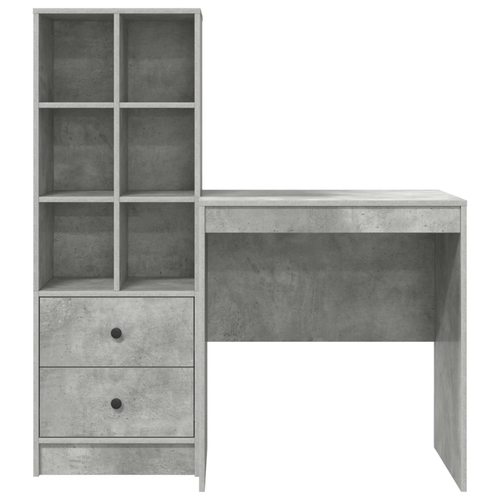 Scrivania con cassetto con lo scaffale 2 pcs Grigio cemento 3337348