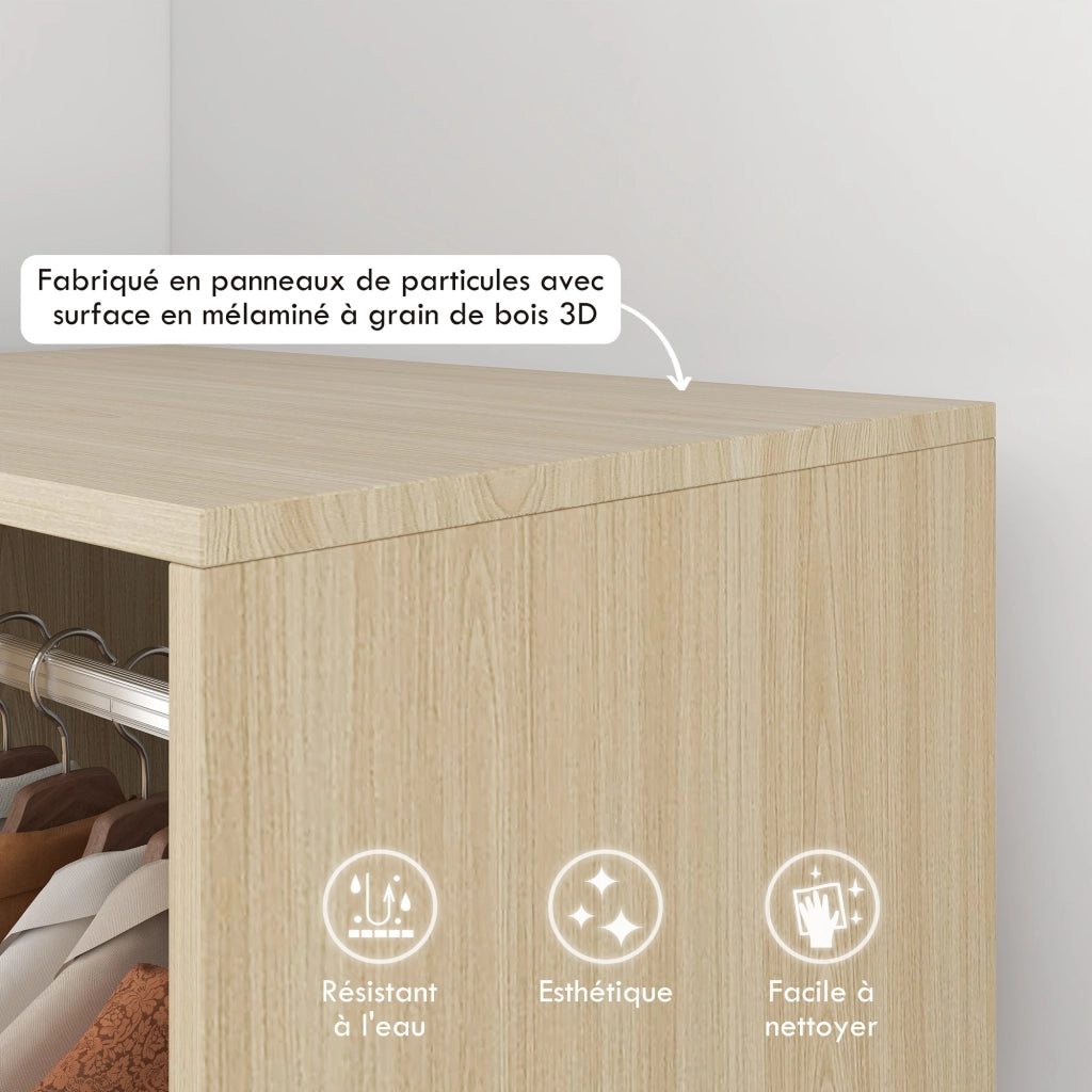 Armadio con ante scorrevoli e ripiani ¨C Minimal ¨C legno naturale 60x40x128 cm