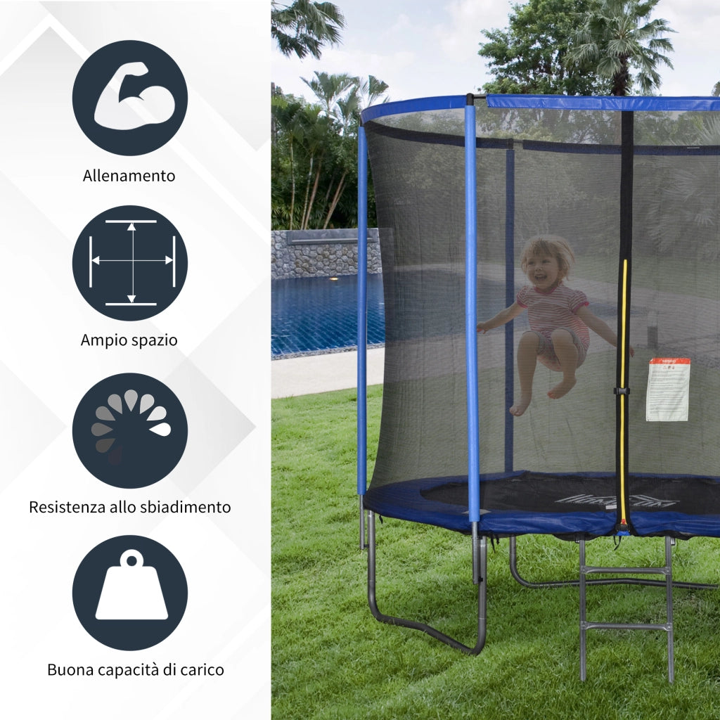 Trampolino da Giardino ¨C Minimal ¨C Blu e Nero, ?244x240cm