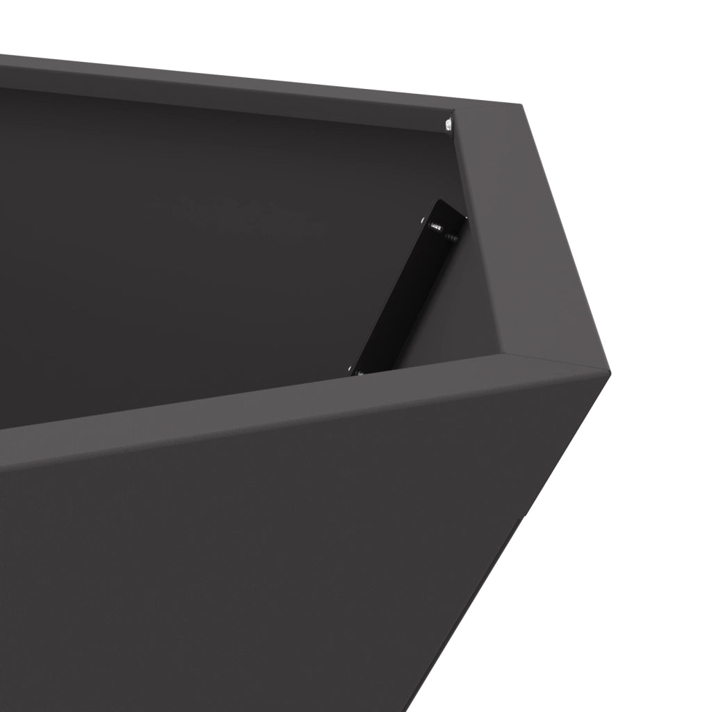 Focolare Esagonale Nero 75x75x28 cm Acciaio
