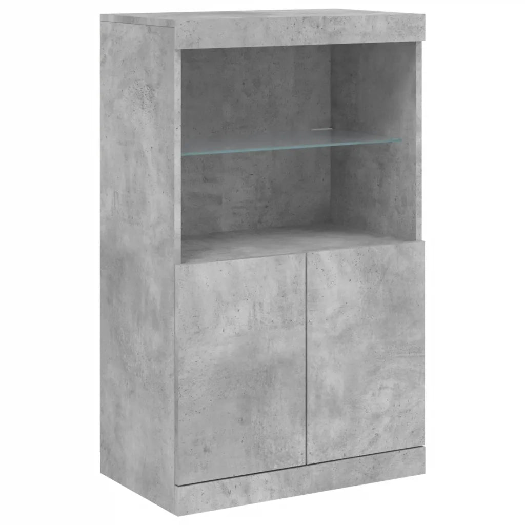 Credenza con Luci LED-Buffet-Armadio da cucina Grigio Cemento 181,5x37x100 cm 926222