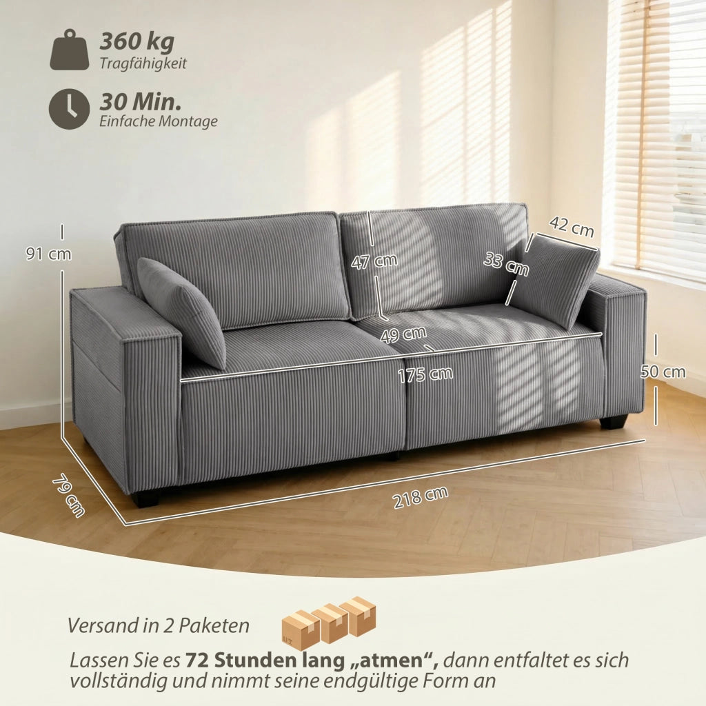 Divano 3 posti in tessuto ¨C Minimal ¨C grigio chiaro