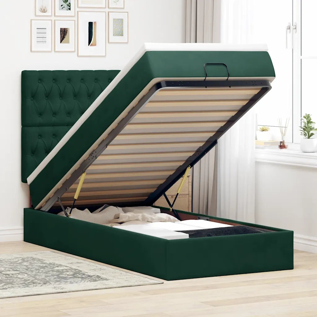 Struttura Letto Pouf con Materassi 90x200 cm in Velluto 3314369