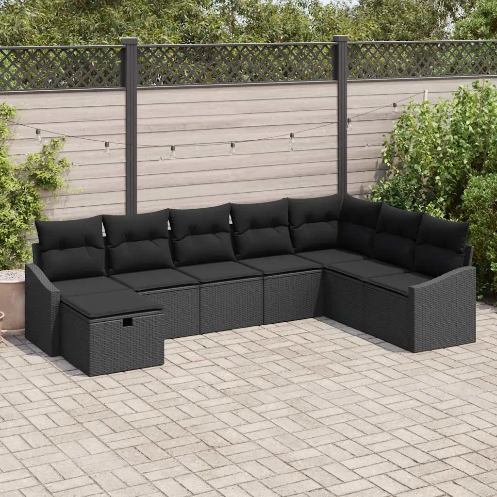 Set Divano da Giardino con cuscino 8 pcs polyrattan