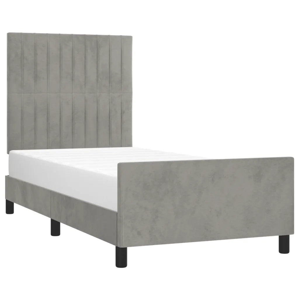 Giroletto senza Materasso Grigio Chiaro 90x200 cm Velluto