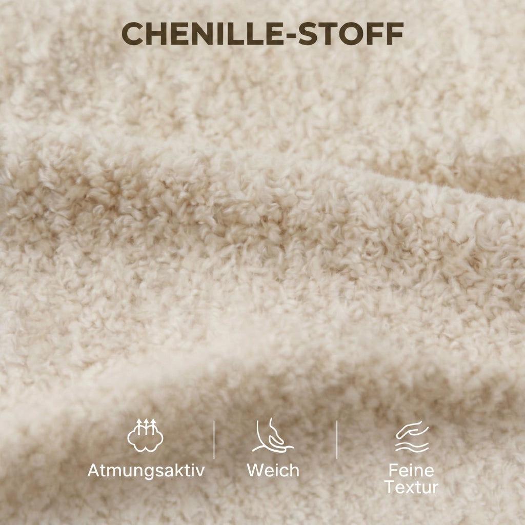 Divano 3 Posti Tessuto Velluto ¨C Zephmum ¨C Beige con Cuscini