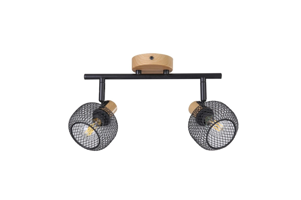 Faretto parete/soffitto faggio nero E14x2 Rabalux 3128
