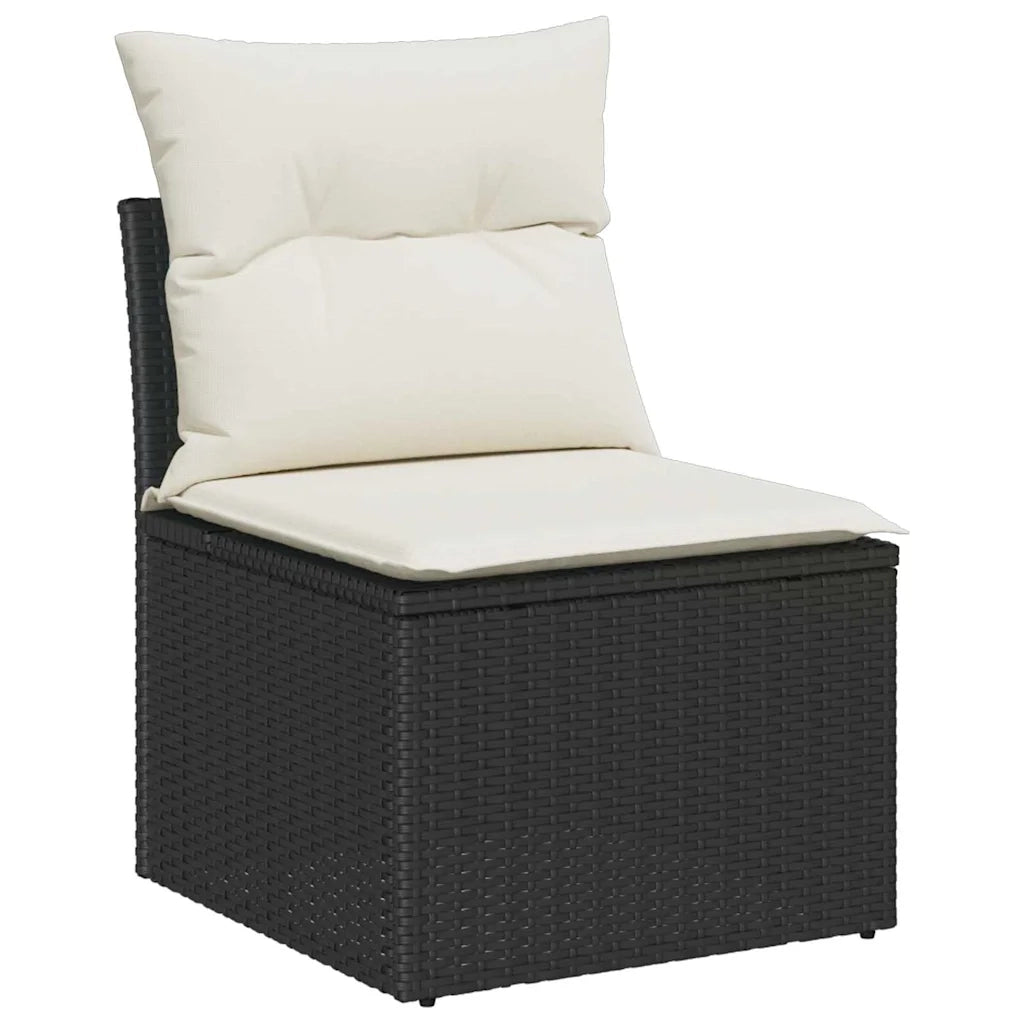Set Divano da Giardino con cuscino 6 pcs Nero polyrattan 3359474