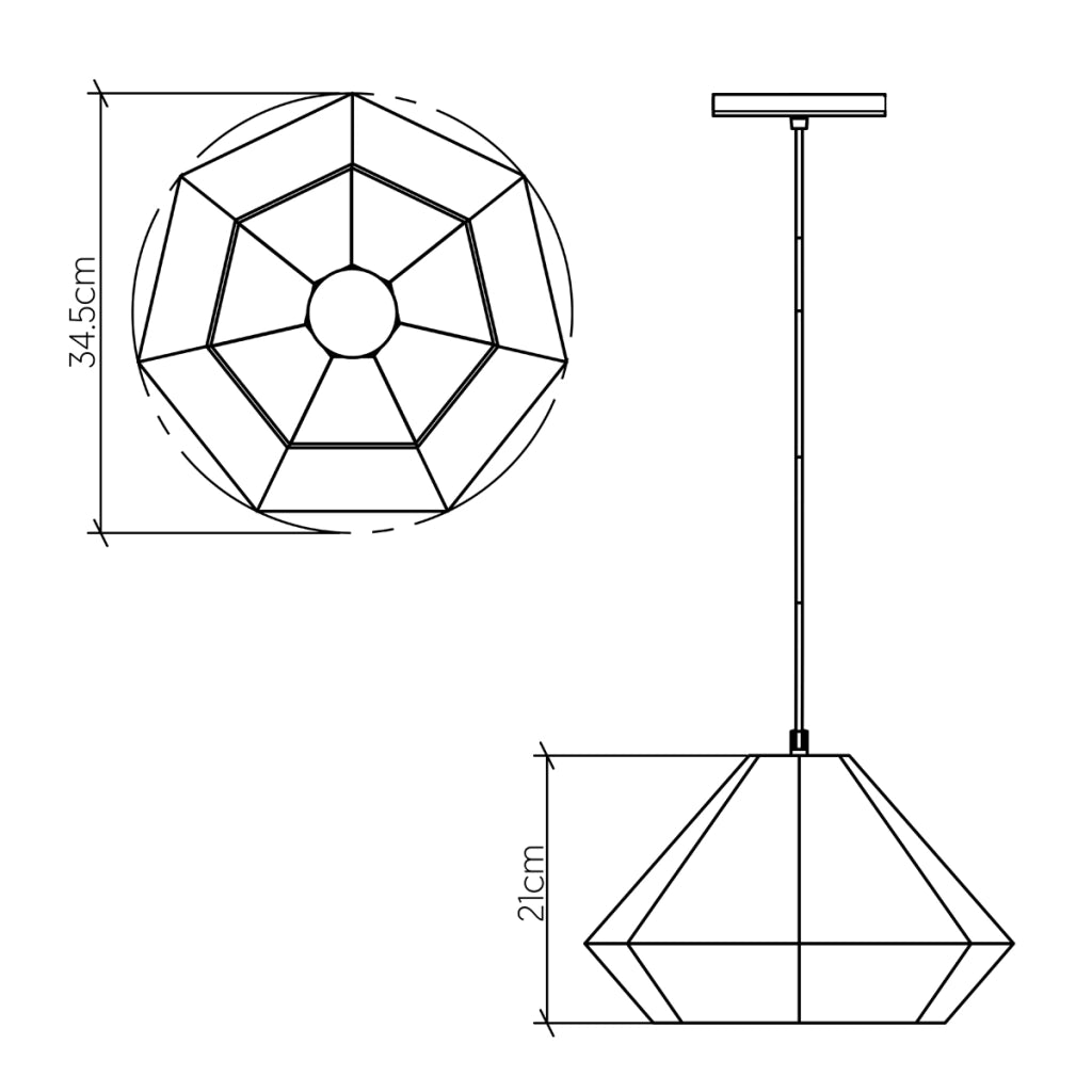 Lampada sospensione Quintiesse Diamond teak E27 1 luce