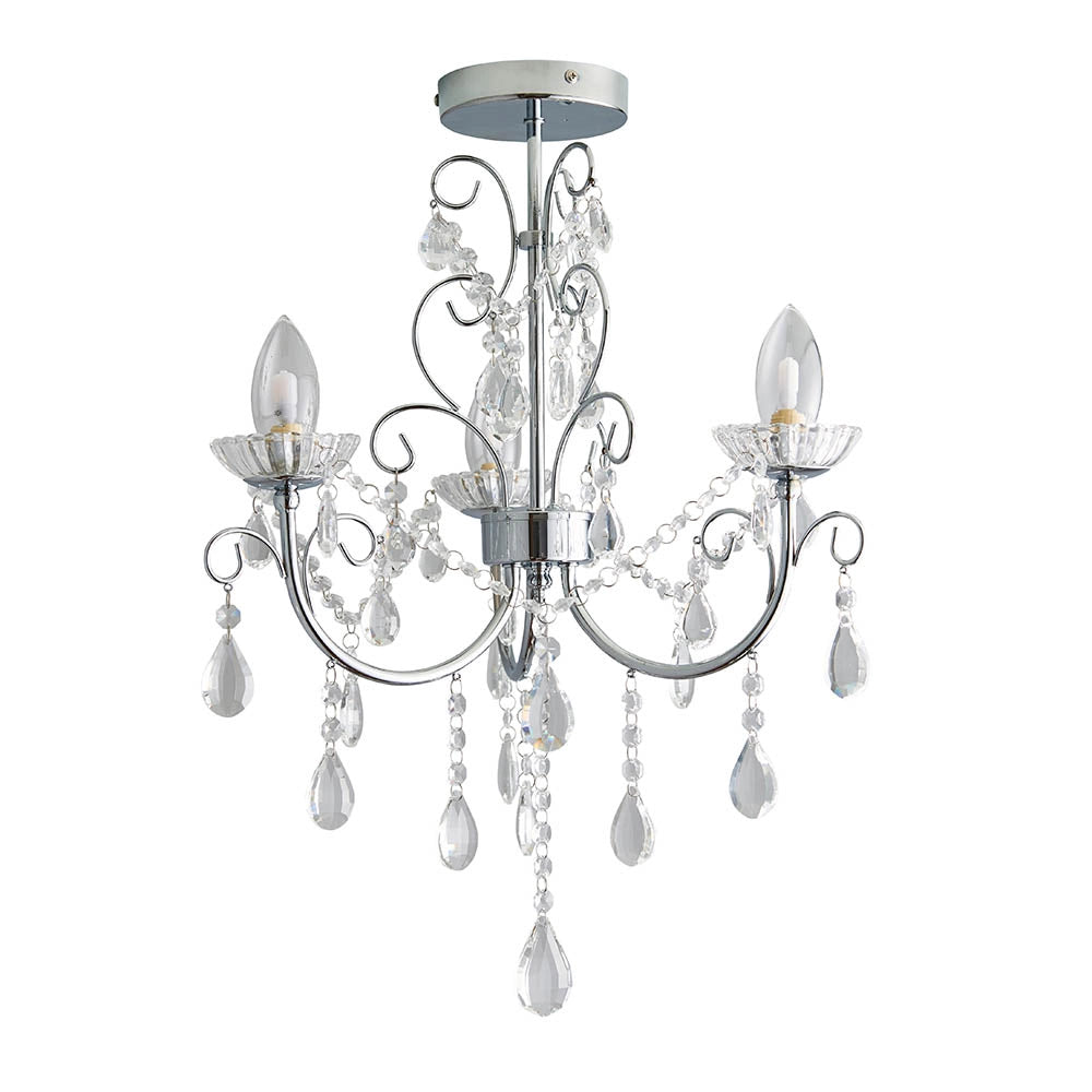 Plafoniera bagno glamour cromo cristallo 3xG9 IP44