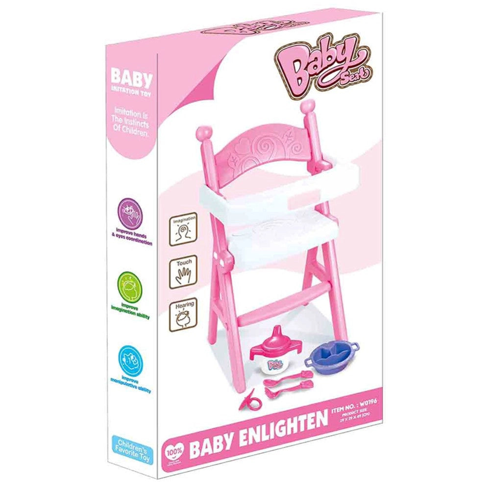 Trade Shop - Seggiolone Pappa Per Bambole Sedia Bambolotti Con Vassoio E Accessori Gioco -