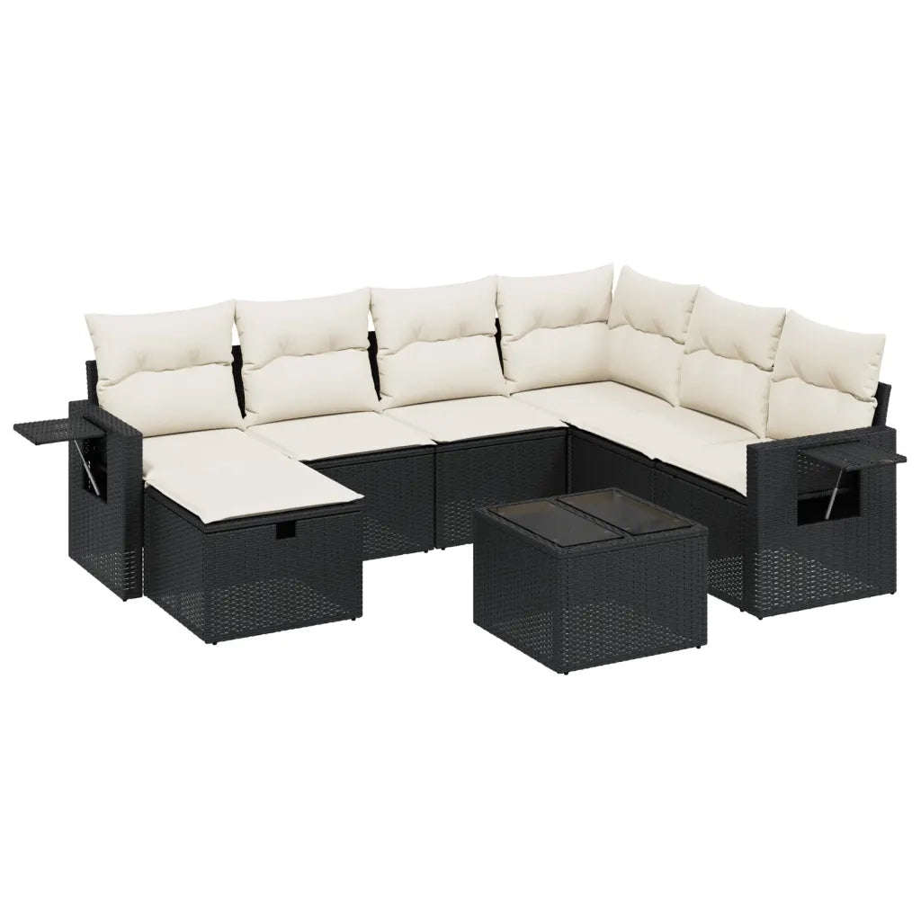 Set Divani da Giardino con Cuscini 8 pz Nero in Polyrattan 3263842
