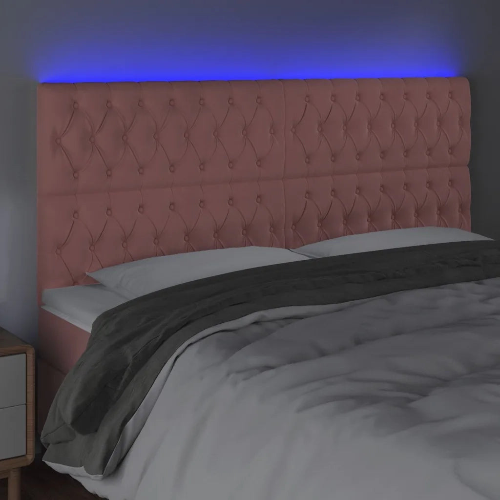 Testiera a LED-Testata con LED rosa 200x7x118/128 cm in Velluto