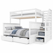 LETTO A CASTELLO 90x200/140x200 cm Bianco in legno di pino con cassetti
