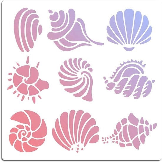 Scheda - Conchiglia - Riciclabile - Plastica Quadrata - Estate - Tema Oceano - Disegno - Pittura - Arredamento Per Pareti - Polvere - Scrapbooking - Carta - Arte Fai Da Te e Artigianato - Decorazione Interna