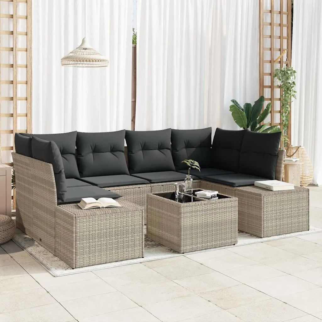 Set Divano da Giardino 7 pcs Grigio chiaro polyrattan 3346962