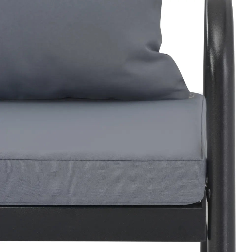 Divano da Giardino a 2 Posti con Cuscini Grigio in Alluminio 44699