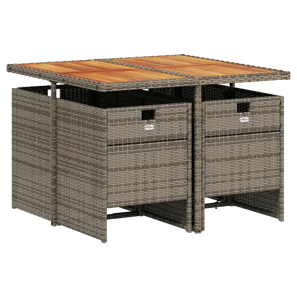 Set da pranzo da giardino da 5 pz con Cuscini in Polyrattan Grigio 3277672