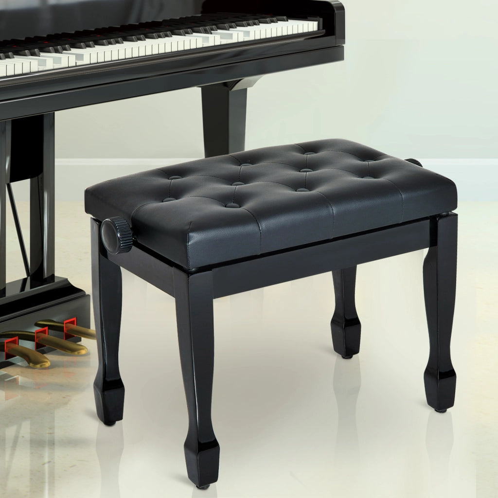 Panchetta per pianoforte regolabile in legno massello ¨C Xylo ¨C Seduta imbottita nero