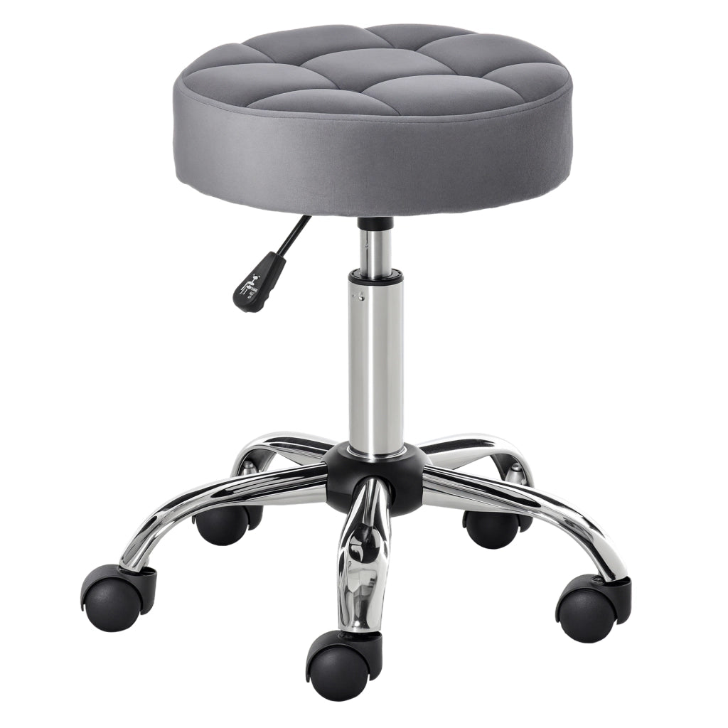 Poltrona girevole con rotelle e poggiapiedi regolabile ¨C Minimal ¨C Grigio chiaro 35x35x49-61 cm