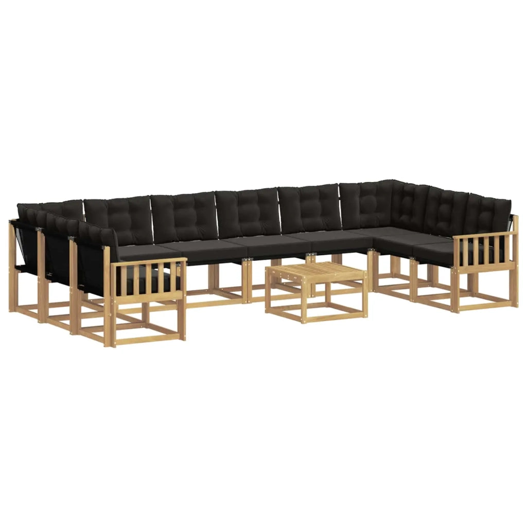 Set di divani da esterno con cuscino 11 pcs Bianco e Nero 3389930