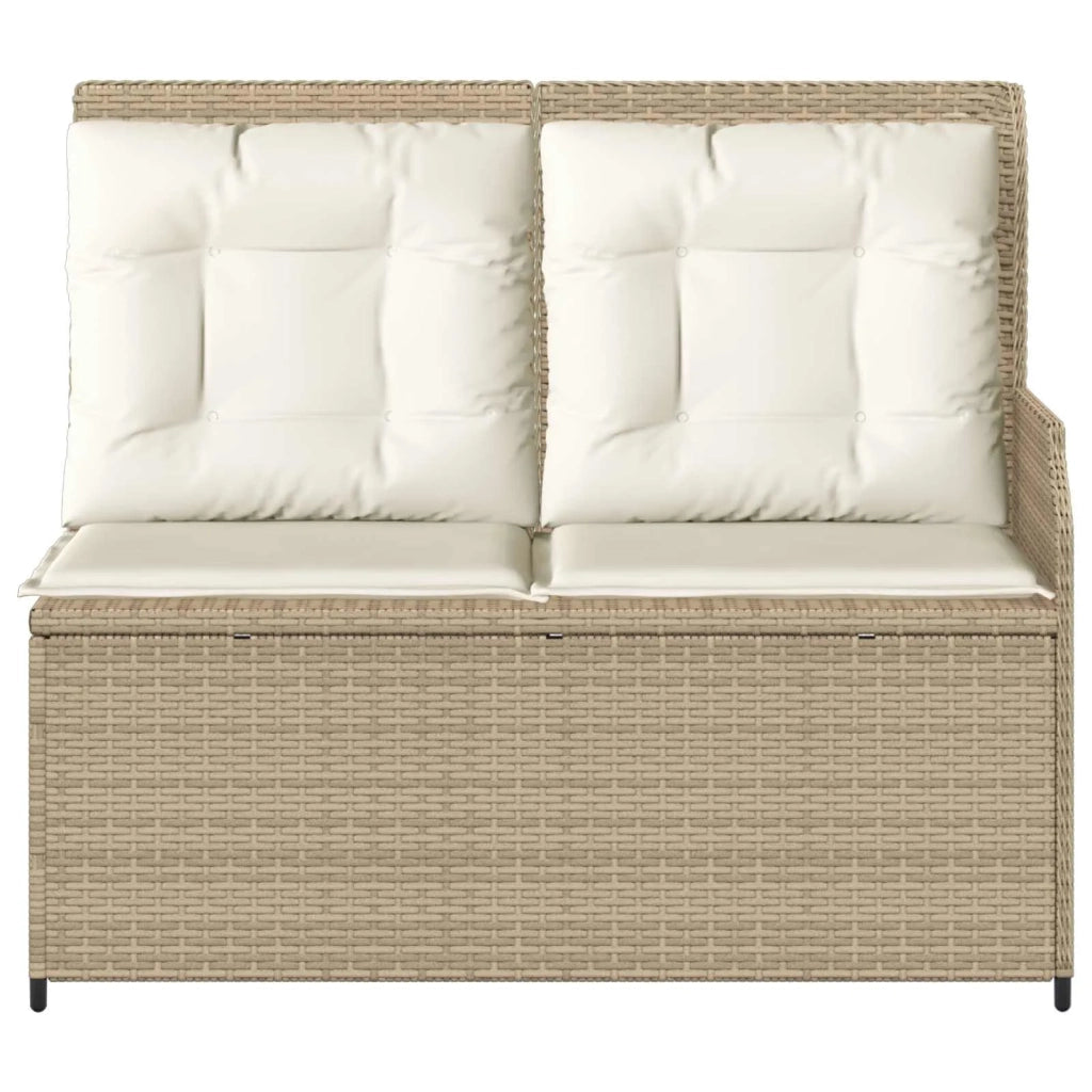 Panchina da giardino con cuscino Nero e Bianco Crema polyrattan 3394444