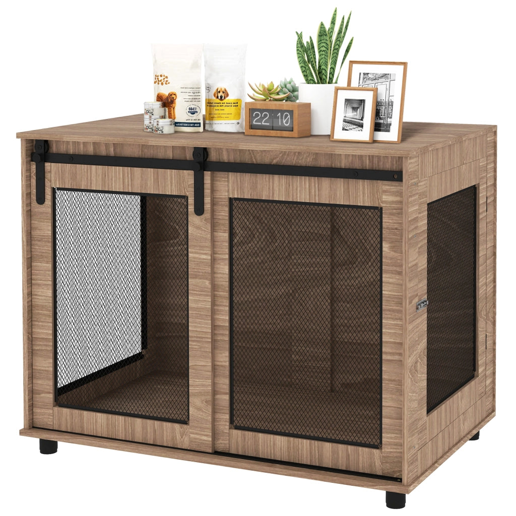 Cassa Trasporto per Cani, Box Riposino, Porte Bloccabili, Colore Marrone Chiaro ¨C Minimal ¨C 98x60x78 cm