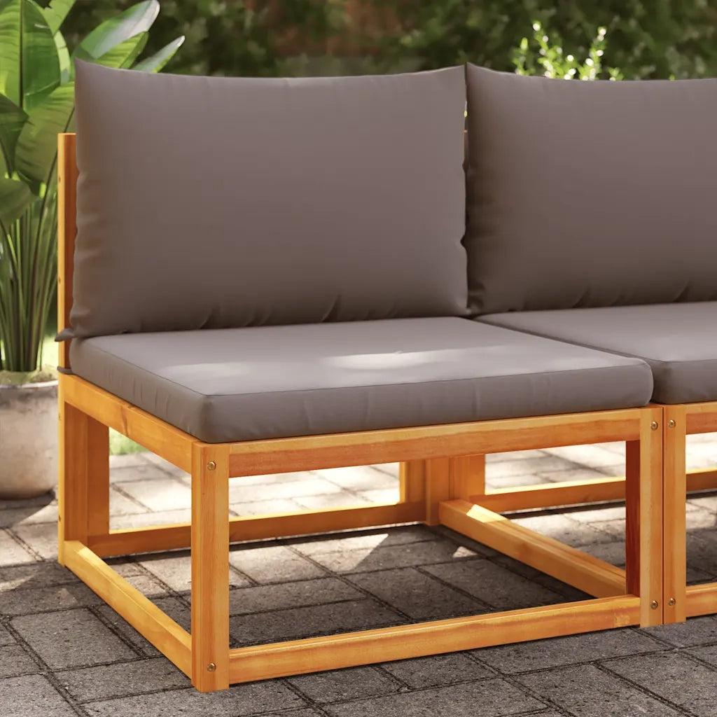 Divano da giardino senza braccioli con cuscini in legno di acacia e corda 4008161