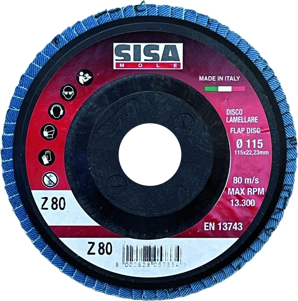 Sisa Mole DISCO LAMELLARE ALLO ZIRCONIO Ø mm. 115 - foro 22 grana 100 25.00 pz