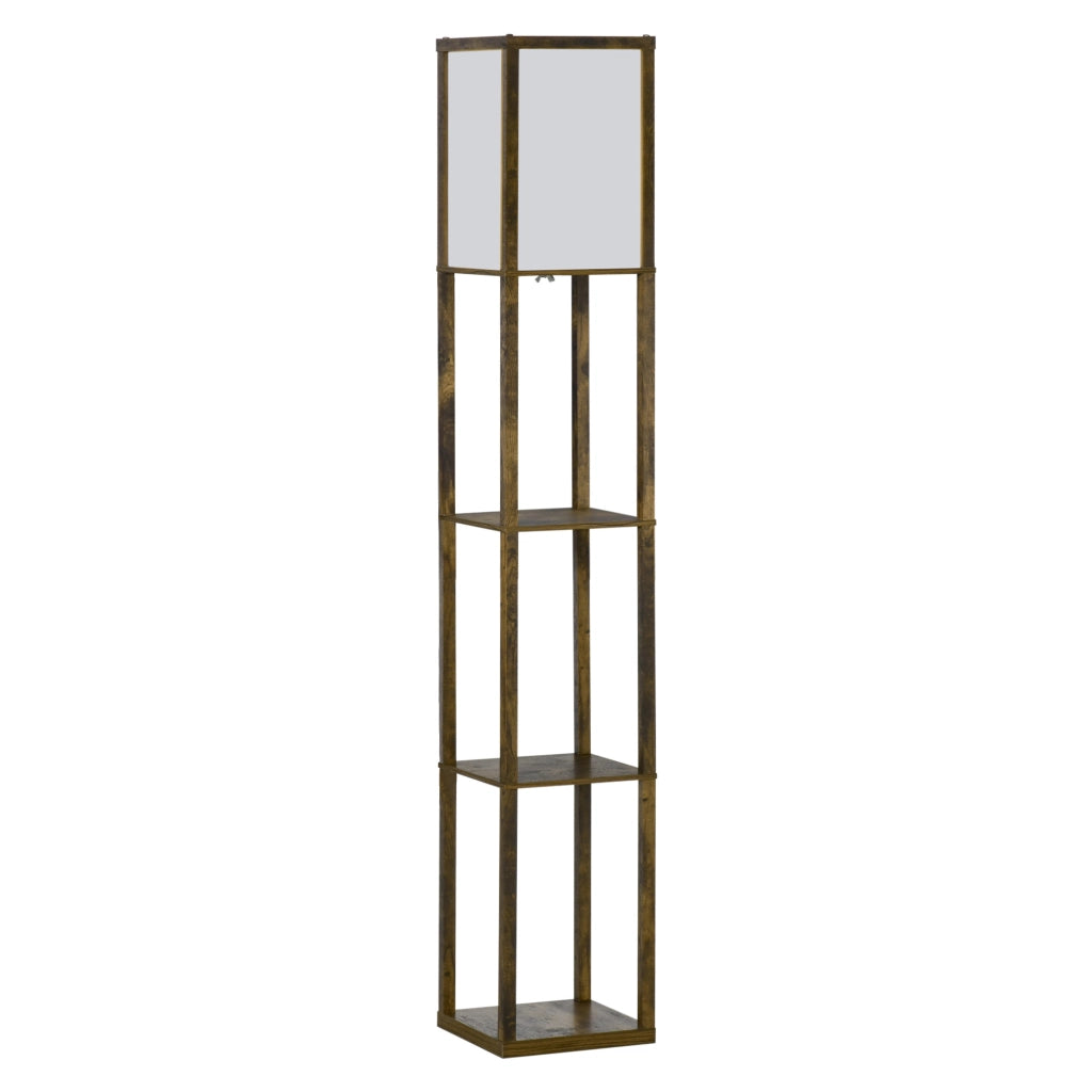 Lampada da Terra con Scaffale ¨C Minimal ¨C Marrone 26x26x160 cm