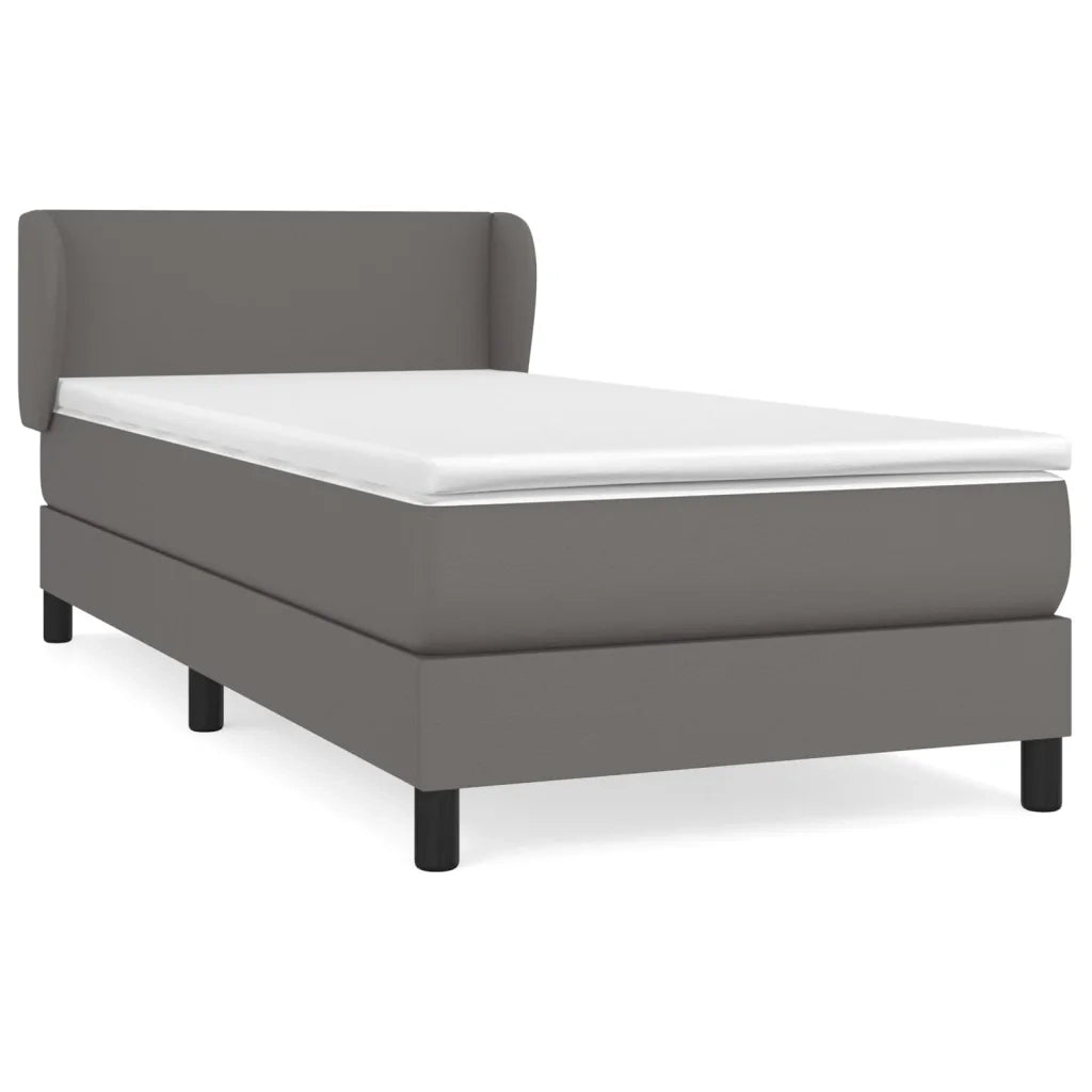 Giroletto a Molle con Materasso Grigio 90x190 cm in Similpelle
